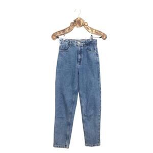 Zara High Rise Jeans Acid Wash Tapered Mom Jeans Retro Light Blue 2